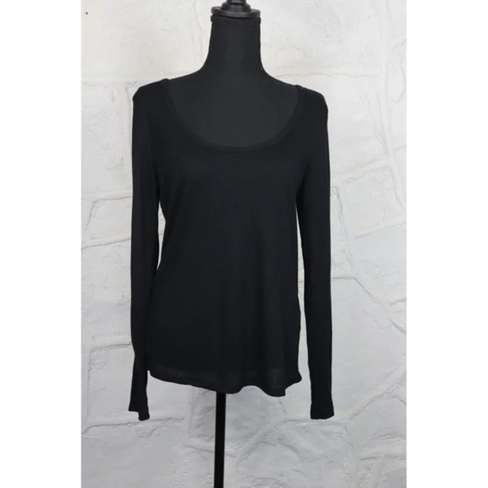 Jenni by Jennifer Moore Women's Solid Long-Sleeve Pajama Top- Small - Deep Black